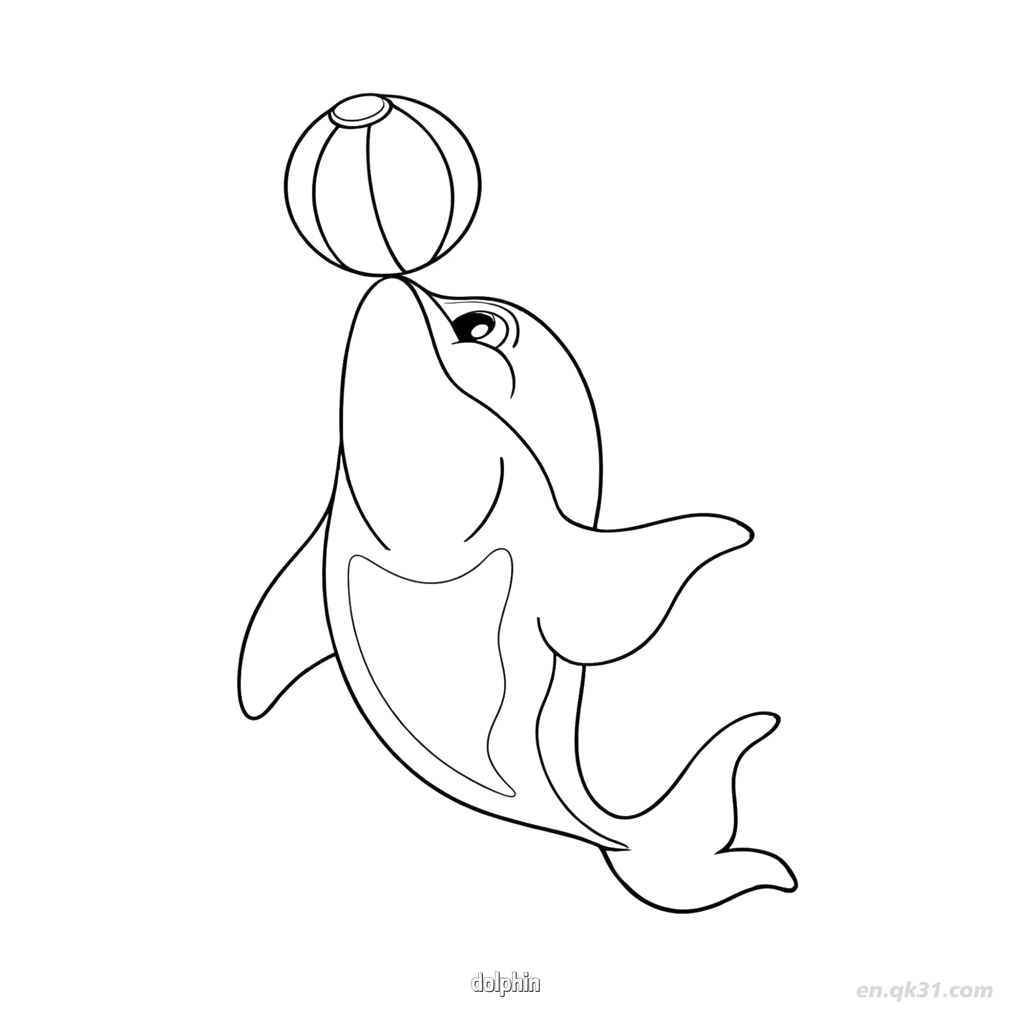 免费 鼻尖顶球海豚涂色页 简笔画涂色页