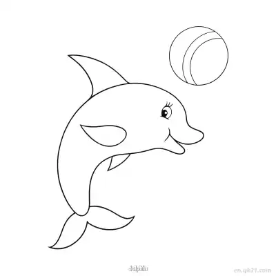 玩球海豚涂色页 – 免费可打印简笔画涂色画