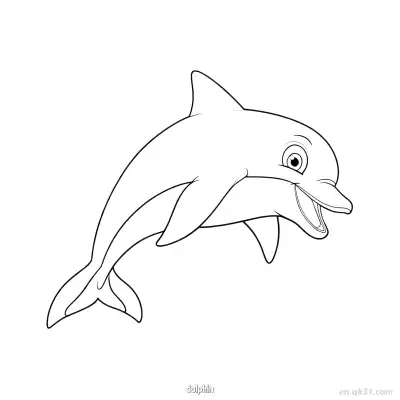 动态姿势海豚涂色页 – 免费可打印简笔画涂色画