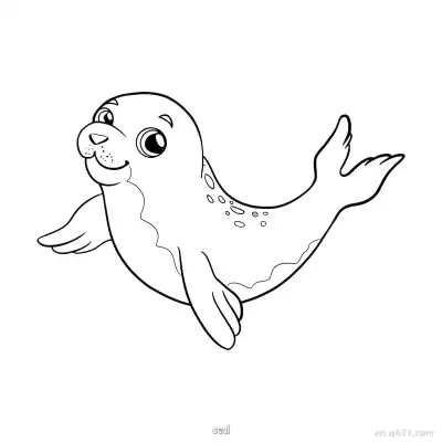 漂浮卡通小海豹涂色页  – 免费可打印简笔画涂色画