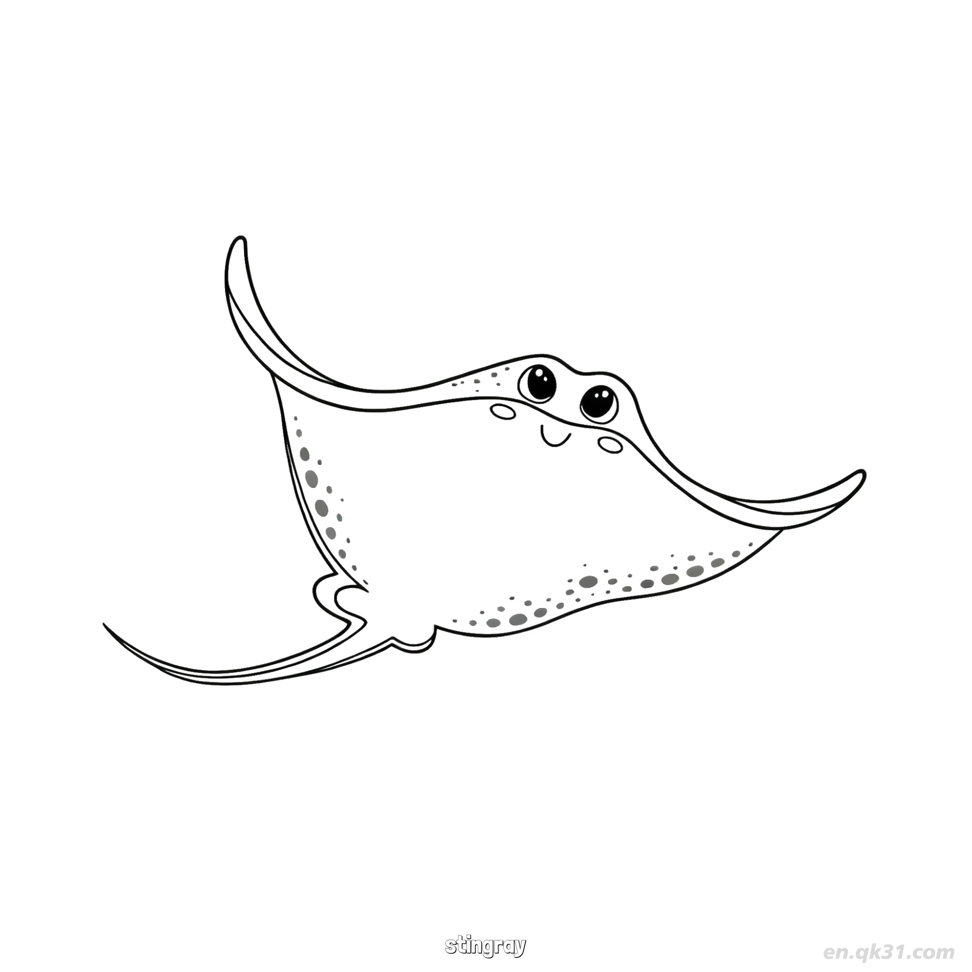 免费 友好黄貂鱼涂色页  简笔画涂色页