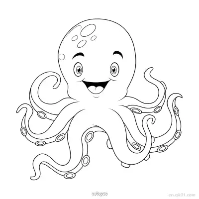 快乐章鱼趣味涂色  – 免费可打印简笔画涂色画