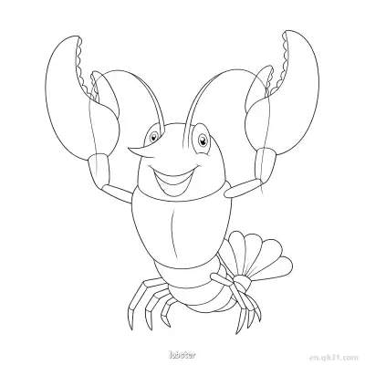 快乐挥手龙虾涂色页  – 免费可打印简笔画涂色画