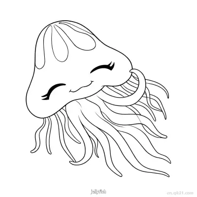 水母轮廓涂色页  – 免费可打印简笔画涂色画