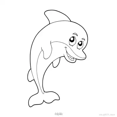跳跃卡通海豚涂色页  – 免费可打印简笔画涂色画