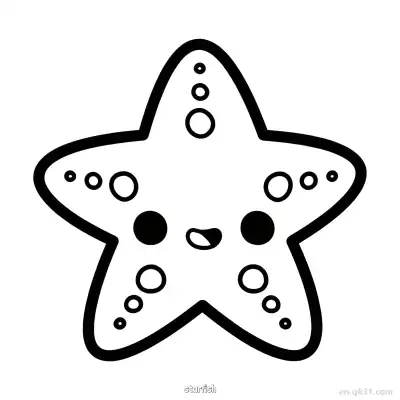 卡哇伊海星涂色页  – 免费可打印简笔画涂色画
