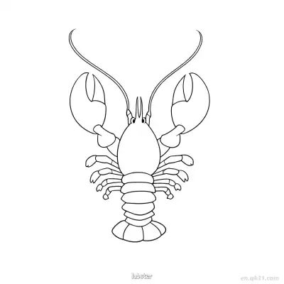 龙虾正面全视图  – 免费可打印简笔画涂色画