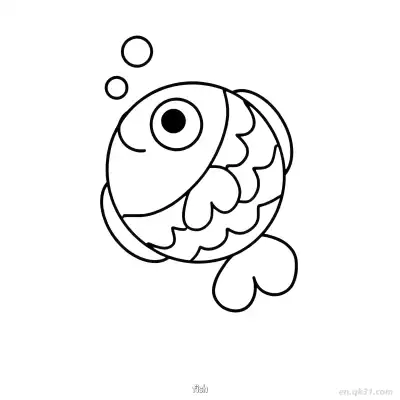 圆形鱼涂色页  – 免费可打印简笔画涂色画