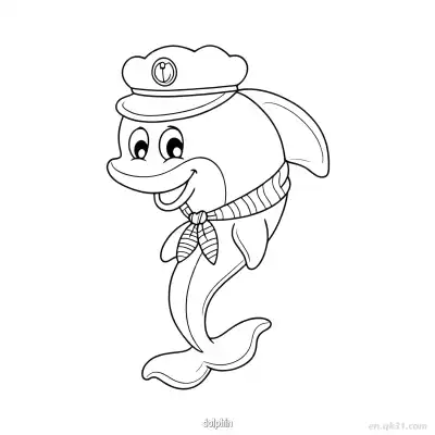 水手海豚涂色页 – 免费可打印简笔画涂色画
