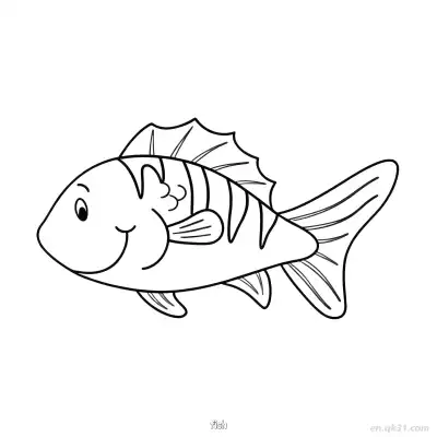 侧面条纹鱼  – 免费可打印简笔画涂色画