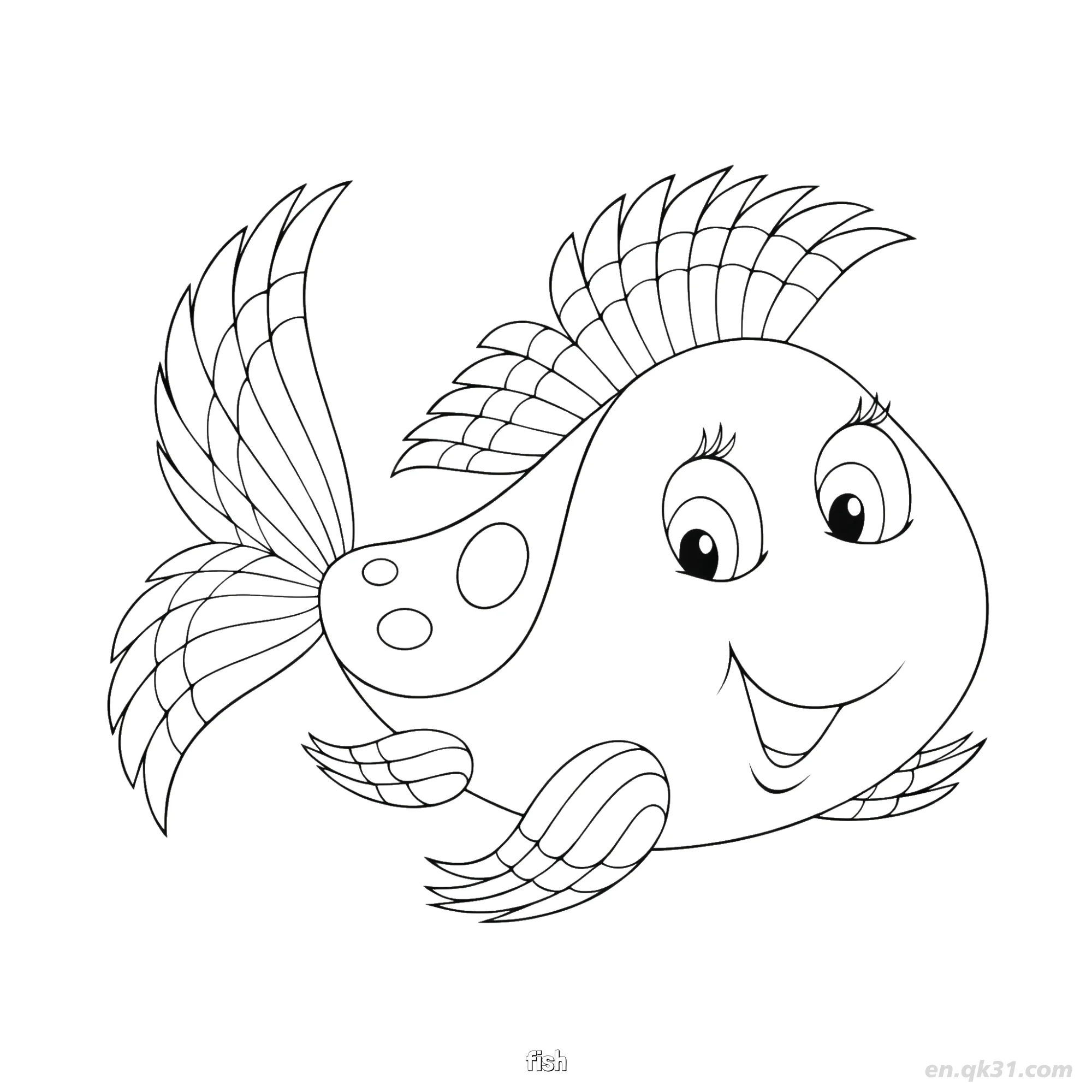 免费 微笑小鱼活动页  简笔画涂色页