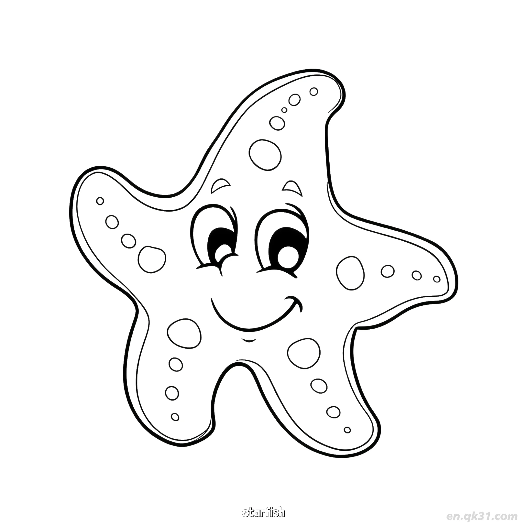 免费 微笑海星可打印  简笔画涂色页