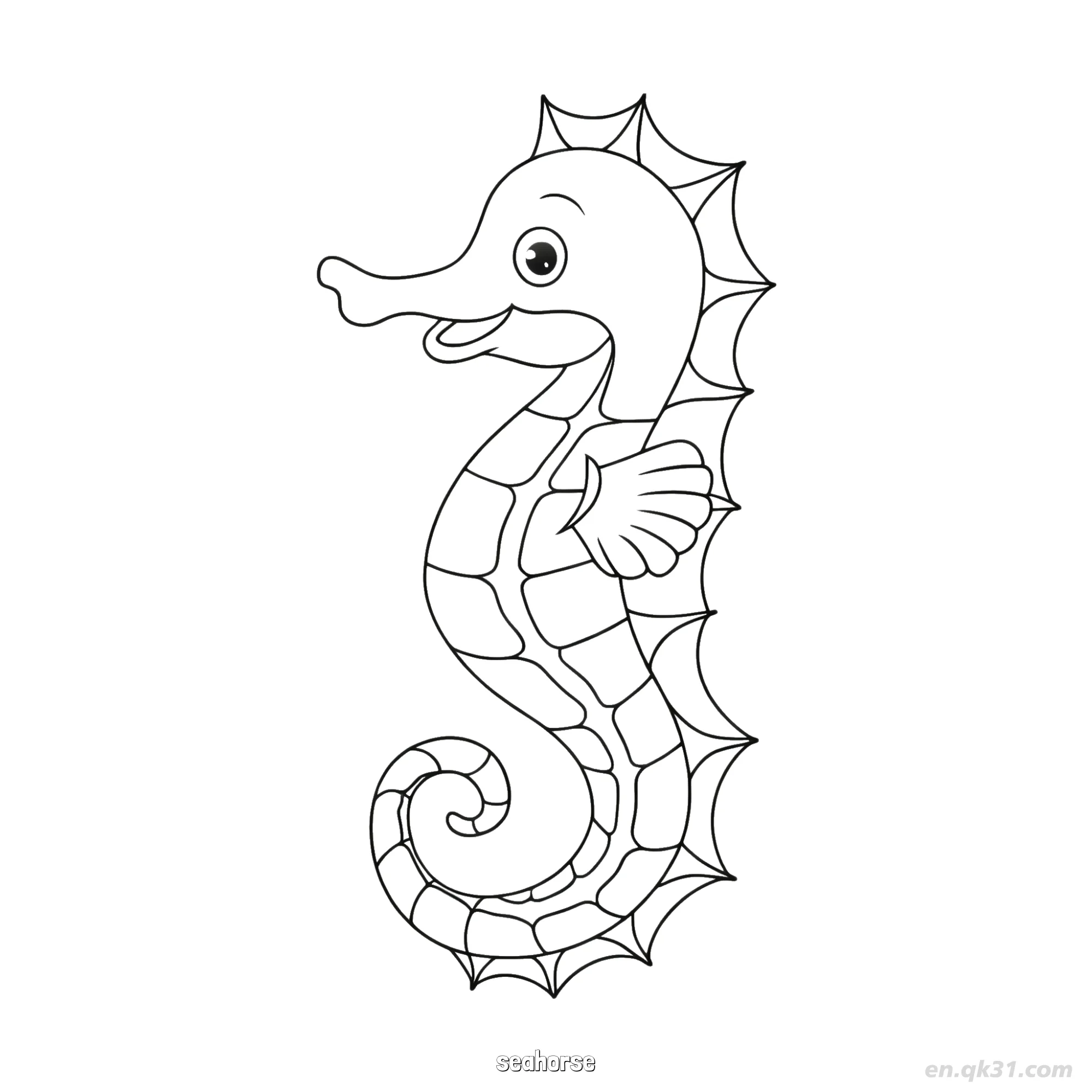 免费 多刺海马简单图画  简笔画涂色页