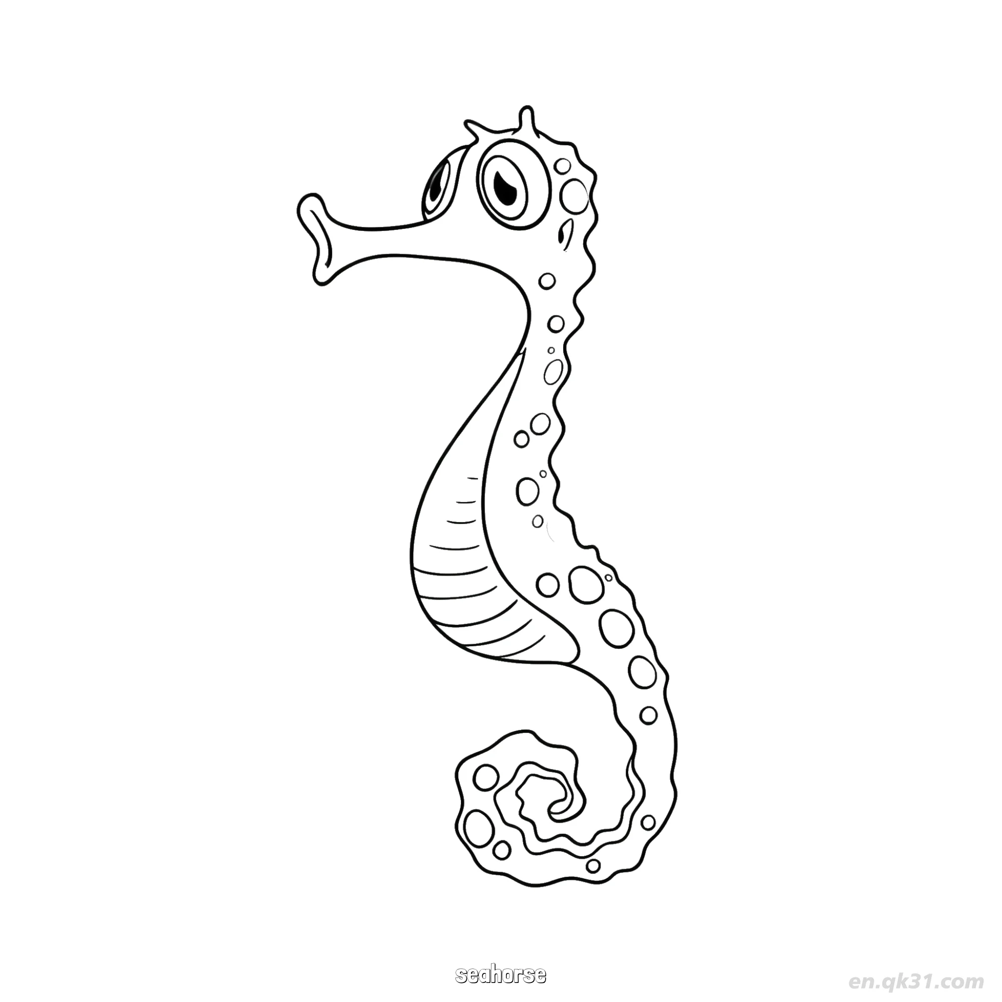 斑点多节海马图画简笔画涂色画 – 为儿童和成人提供的免费可打印简笔画涂色画
