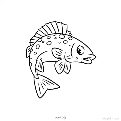斑点珊瑚礁鱼涂色页  – 免费可打印简笔画涂色画