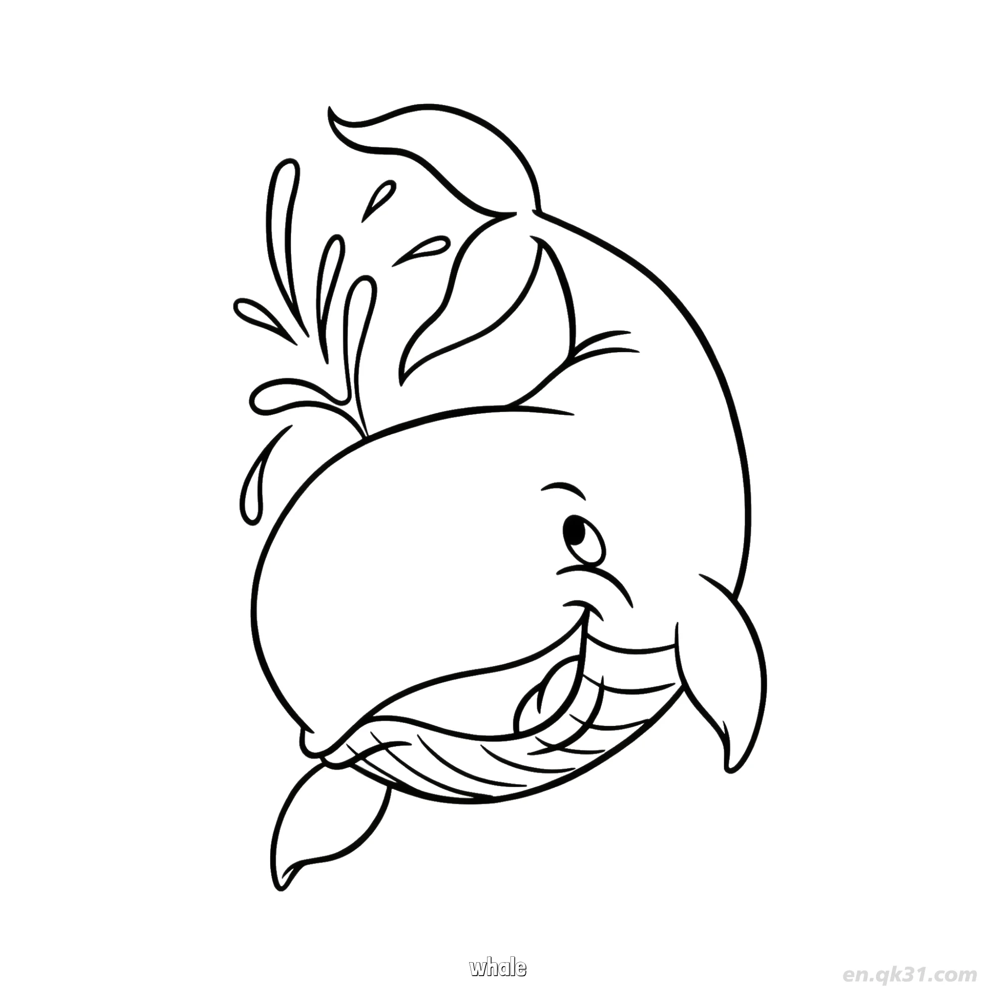 免费 斑点微笑卡通鲸鱼涂色页第二版  简笔画涂色页