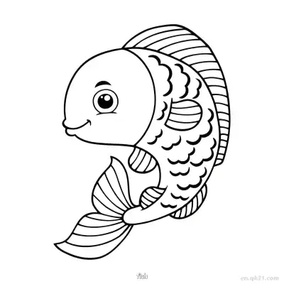 条纹尾鱼涂色页  – 免费可打印简笔画涂色画