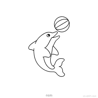 垂直抛球海豚涂色页 – 免费可打印简笔画涂色画