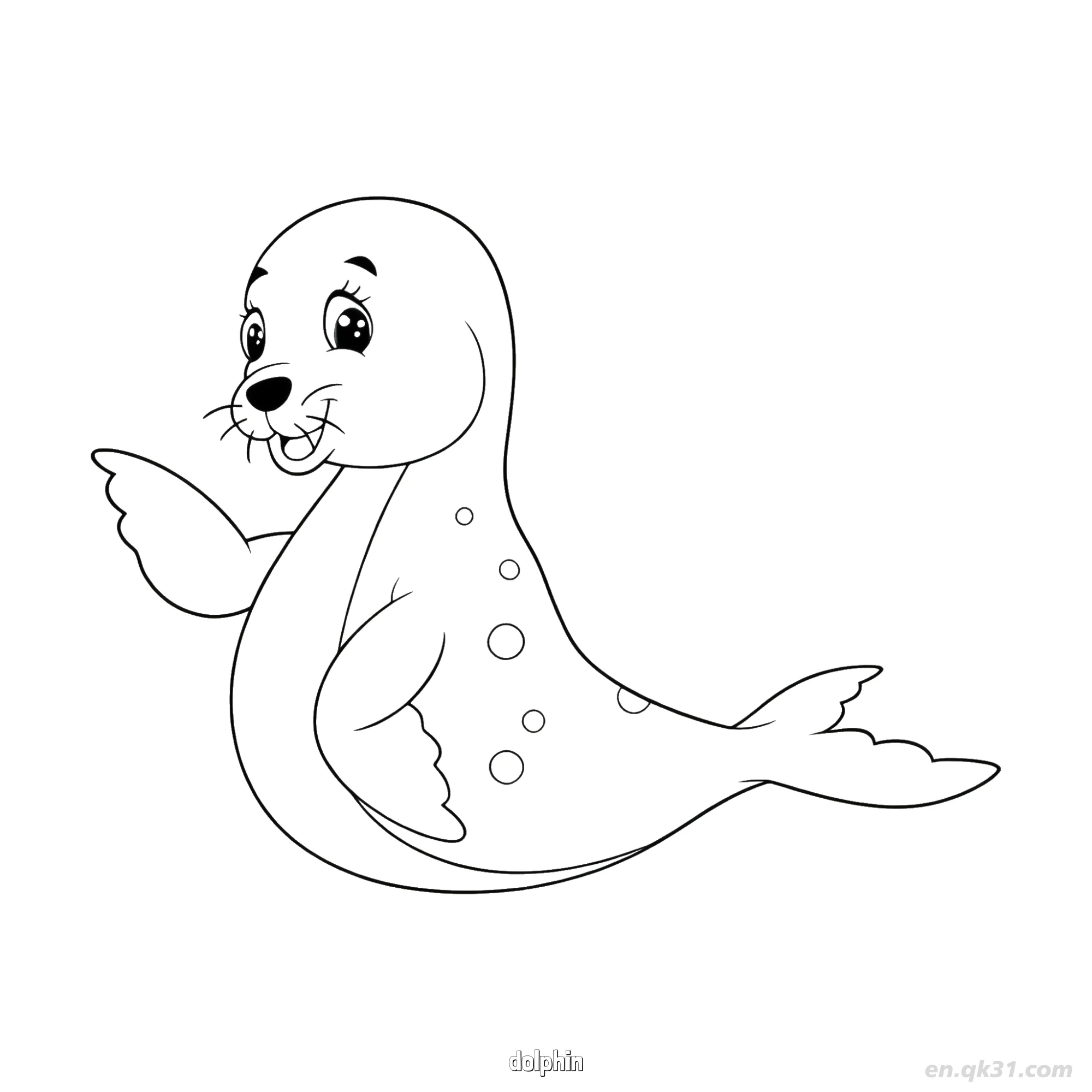 免费 挥鳍快乐海豚涂色页  简笔画涂色页