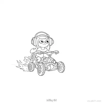女孩鱿鱼 2简笔画 素描 涂鸦 - 免费可打印马力欧卡丁车 下载PDF – 免费可打印简笔画涂色画
