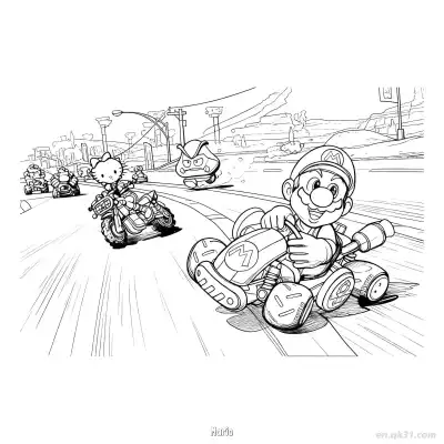 马里奥 10简笔画 素描 涂鸦 - 免费可打印马力欧卡丁车 下载PDF – 免费可打印简笔画涂色画