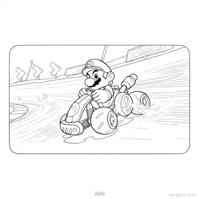 马里奥 8简笔画 素描 涂鸦 - 免费可打印马力欧卡丁车 下载PDF – 免费可打印简笔画涂色画