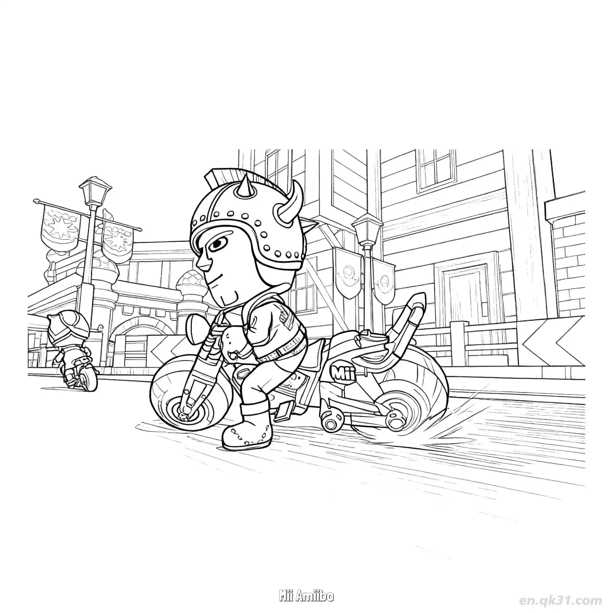 Mii Amiibo 简笔画 素描 涂鸦 - 免费可打印马力欧卡丁车 下载PDF简笔画涂色画 – 为儿童和成人提供的免费可打印简笔画涂色画