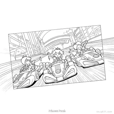 桃花公主 简笔画 素描 涂鸦 - 免费可打印马力欧卡丁车 下载PDF – 免费可打印简笔画涂色画