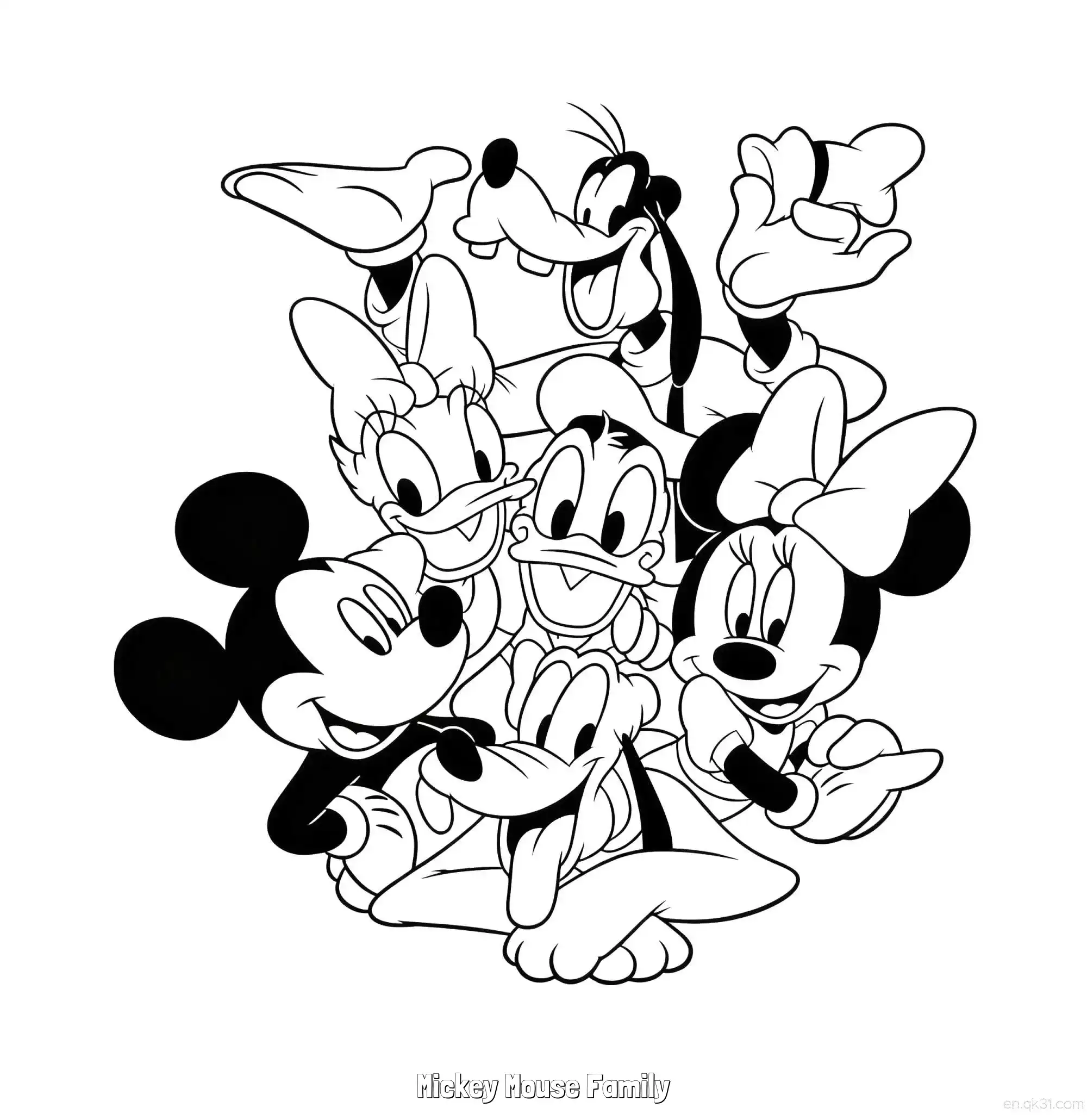 免费 米奇一家 简笔画 素描 涂鸦 - 免费可打印米老鼠和朋友们 下载PDF 简笔画涂色页