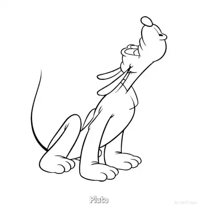 布鲁托 4简笔画 素描 涂鸦 - 免费可打印米老鼠和朋友们 下载PDF – 免费可打印简笔画涂色画