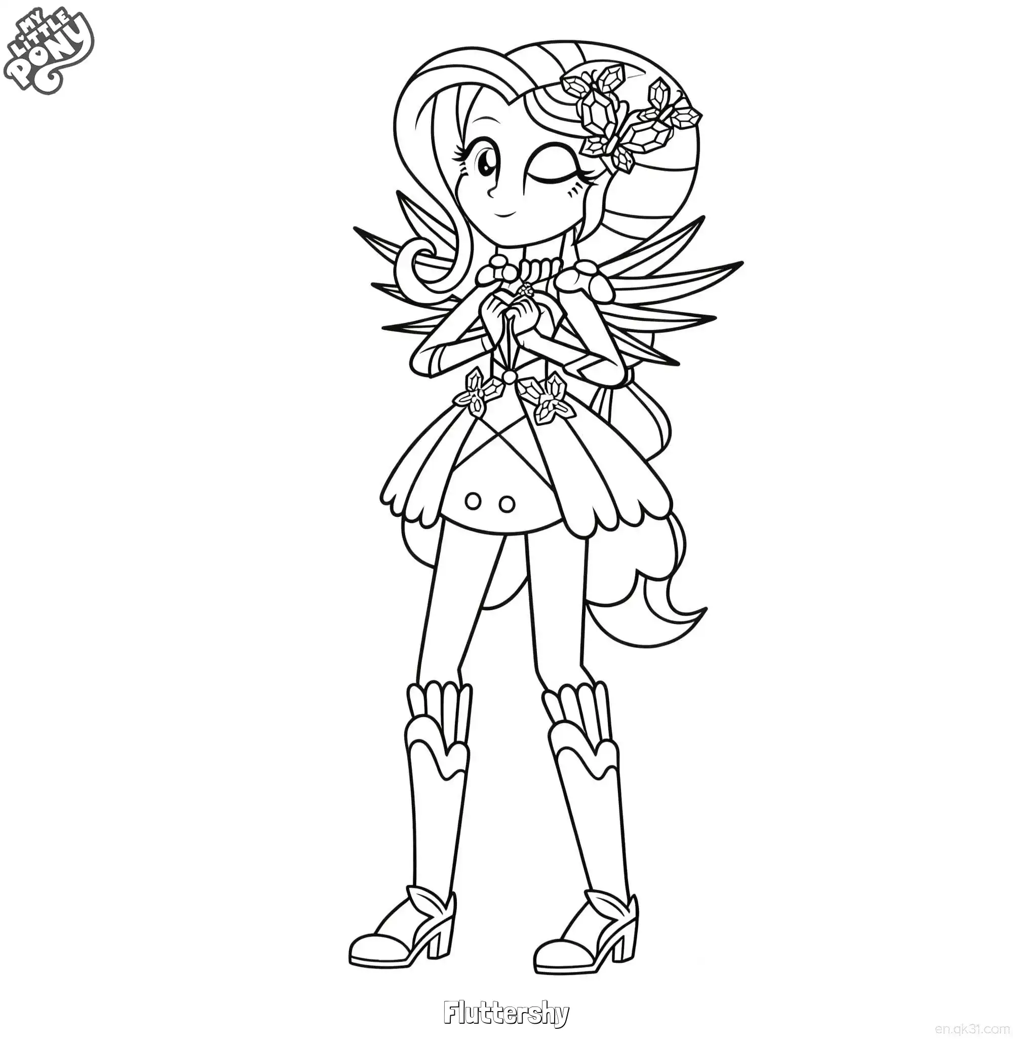 免费 小马宝莉小蝶优雅站姿涂色页 简笔画涂色页
