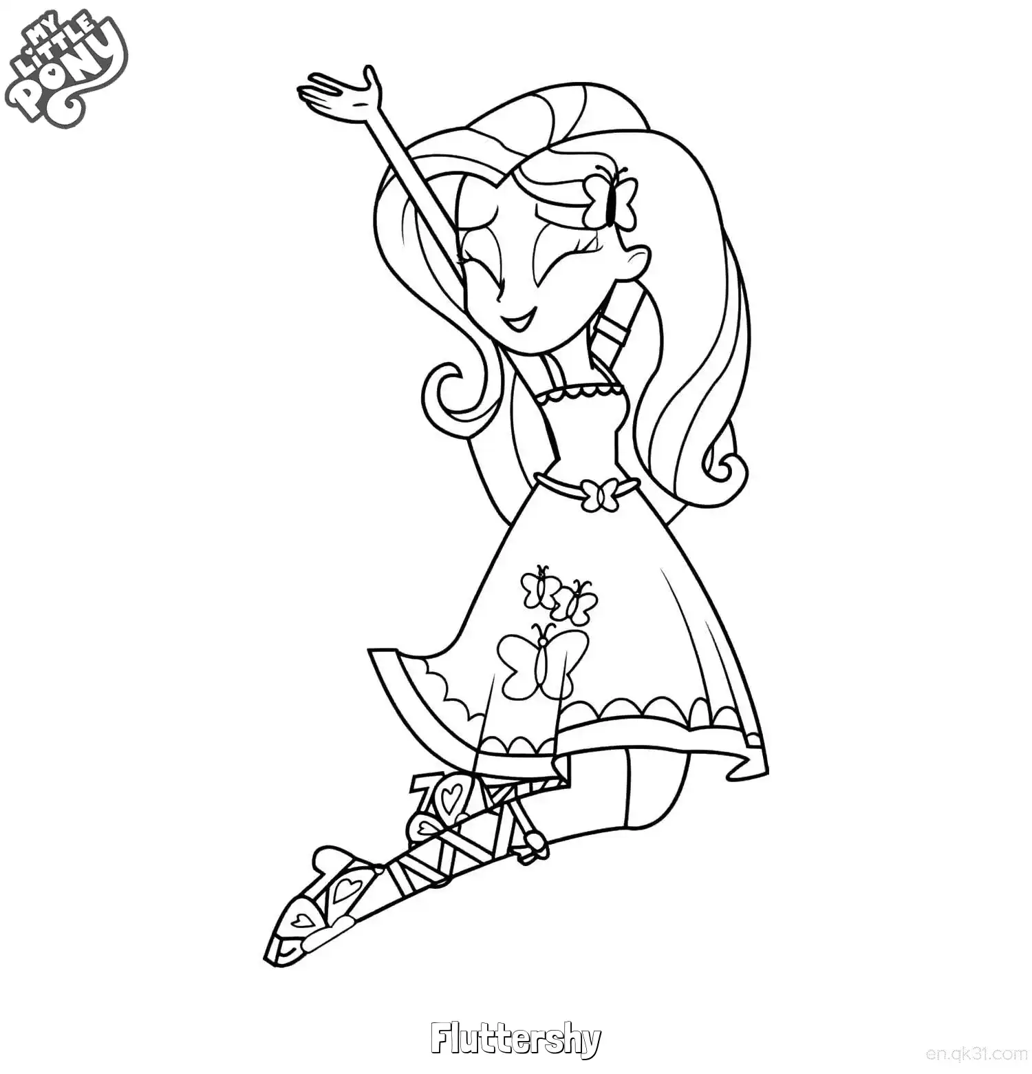 免费 小马宝莉小蝶甜美站姿涂色页 简笔画涂色页