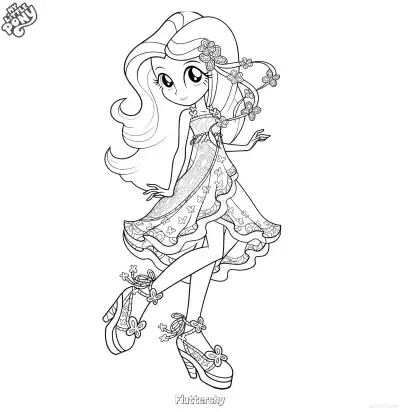 小马宝莉小蝶繁花礼服人形涂色页 – 免费可打印简笔画涂色画
