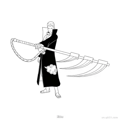 飞段侧面晓组织火影忍者涂色页  – 免费可打印简笔画涂色画