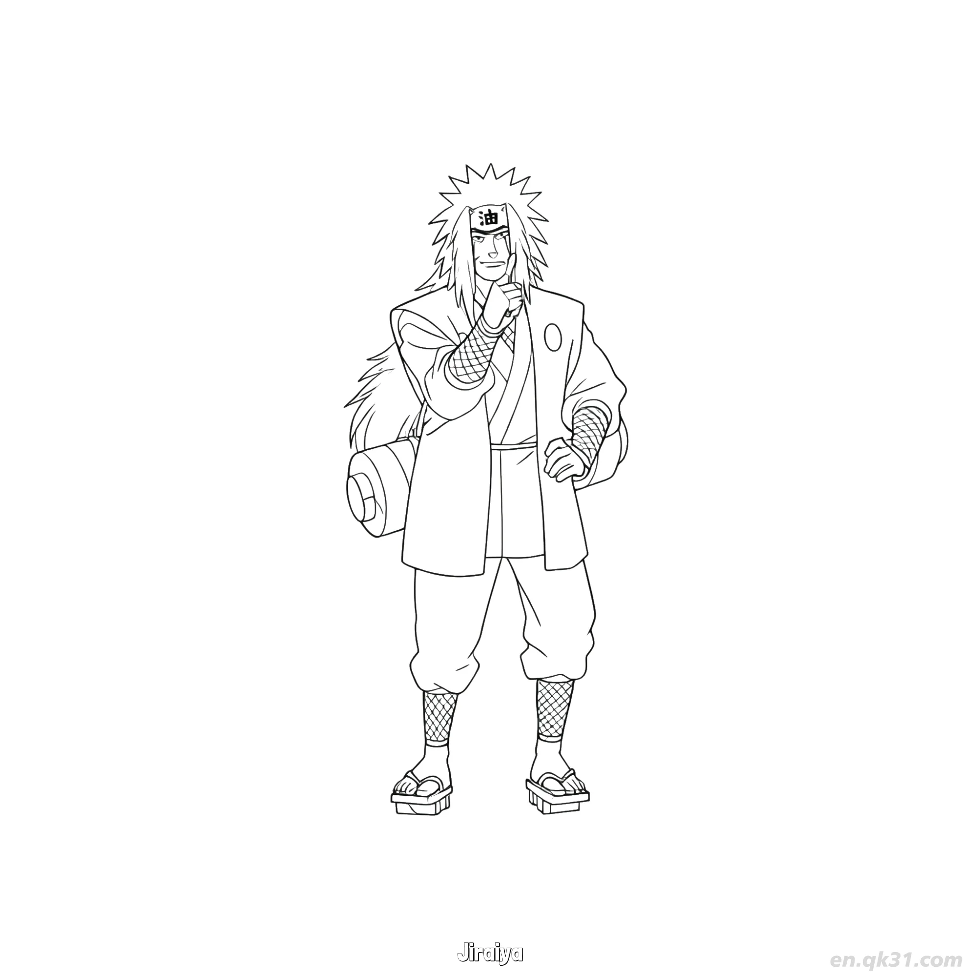 免费 自来也思考姿势富士山火影忍者涂色页  简笔画涂色页