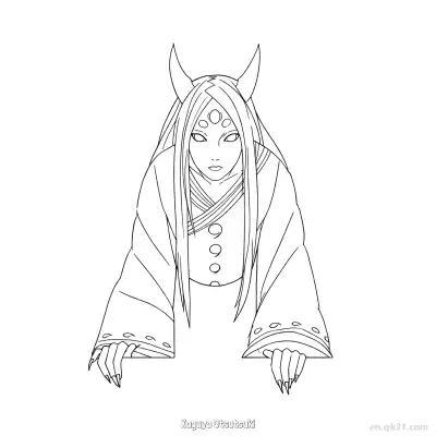 大筒木辉夜俯视无嘴火影忍者涂色页  – 免费可打印简笔画涂色画
