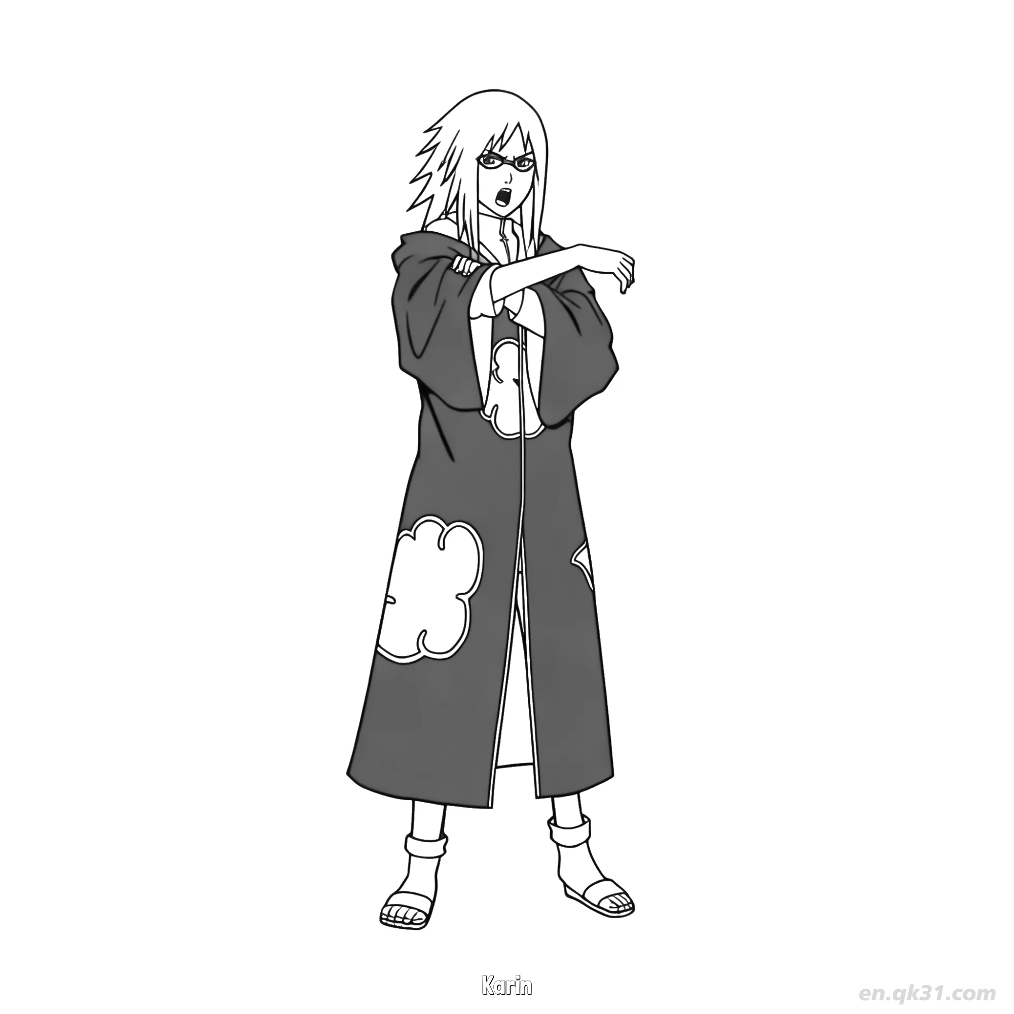 免费 香燐晓组织袍愤怒姿势火影忍者涂色页  简笔画涂色页