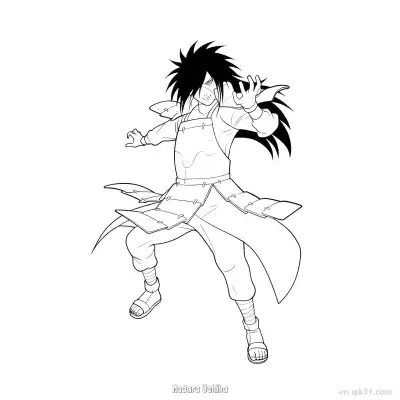 宇智波斑战斗姿势火影忍者涂色页  – 免费可打印简笔画涂色画