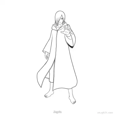长门晓组织袍全身火影忍者涂色页  – 免费可打印简笔画涂色画