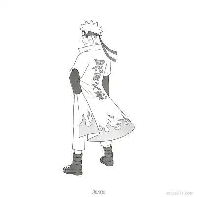 鸣人漩涡经典下忍姿势火影忍者涂色页  – 免费可打印简笔画涂色画