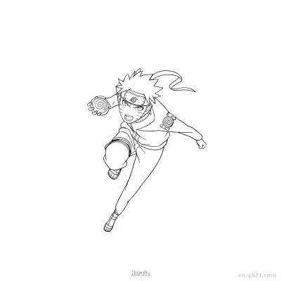 鸣人漩涡螺旋丸冲刺火影忍者涂色页  – 免费可打印简笔画涂色画
