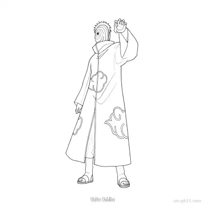 宇智波带土阿飞面具火影忍者涂色页  – 免费可打印简笔画涂色画