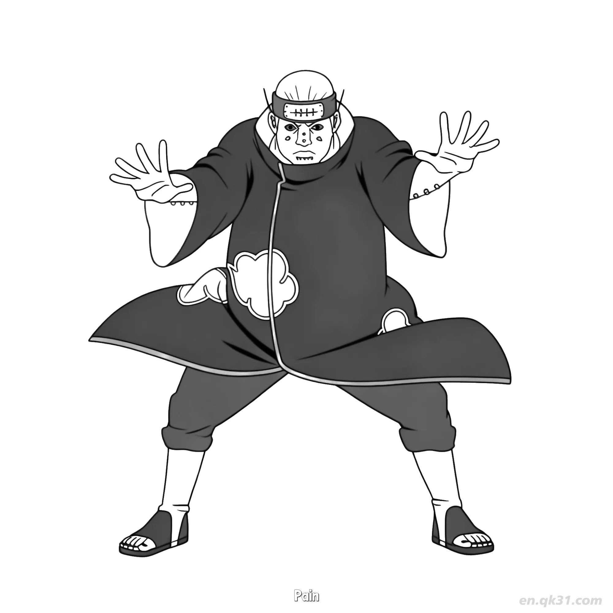 免费 佩恩天道轮回眼手印火影忍者涂色页  简笔画涂色页