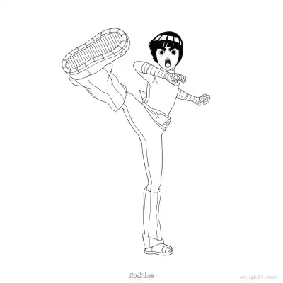 李洛克动态冲刺奔跑火影忍者涂色页  – 免费可打印简笔画涂色画