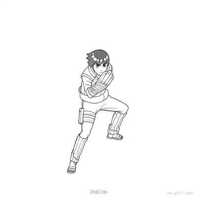 李洛克体术防御姿势火影忍者涂色页  – 免费可打印简笔画涂色画
