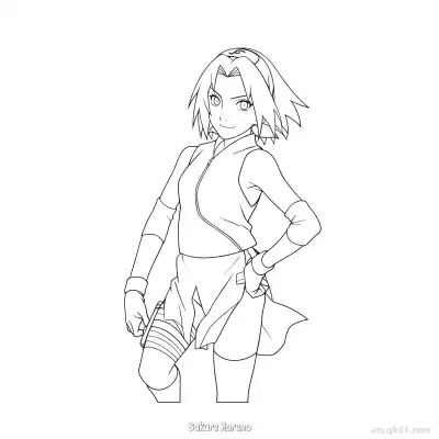 春野樱特写专注火影忍者涂色页  – 免费可打印简笔画涂色画