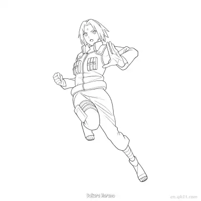 春野樱握拳火影忍者涂色页  – 免费可打印简笔画涂色画