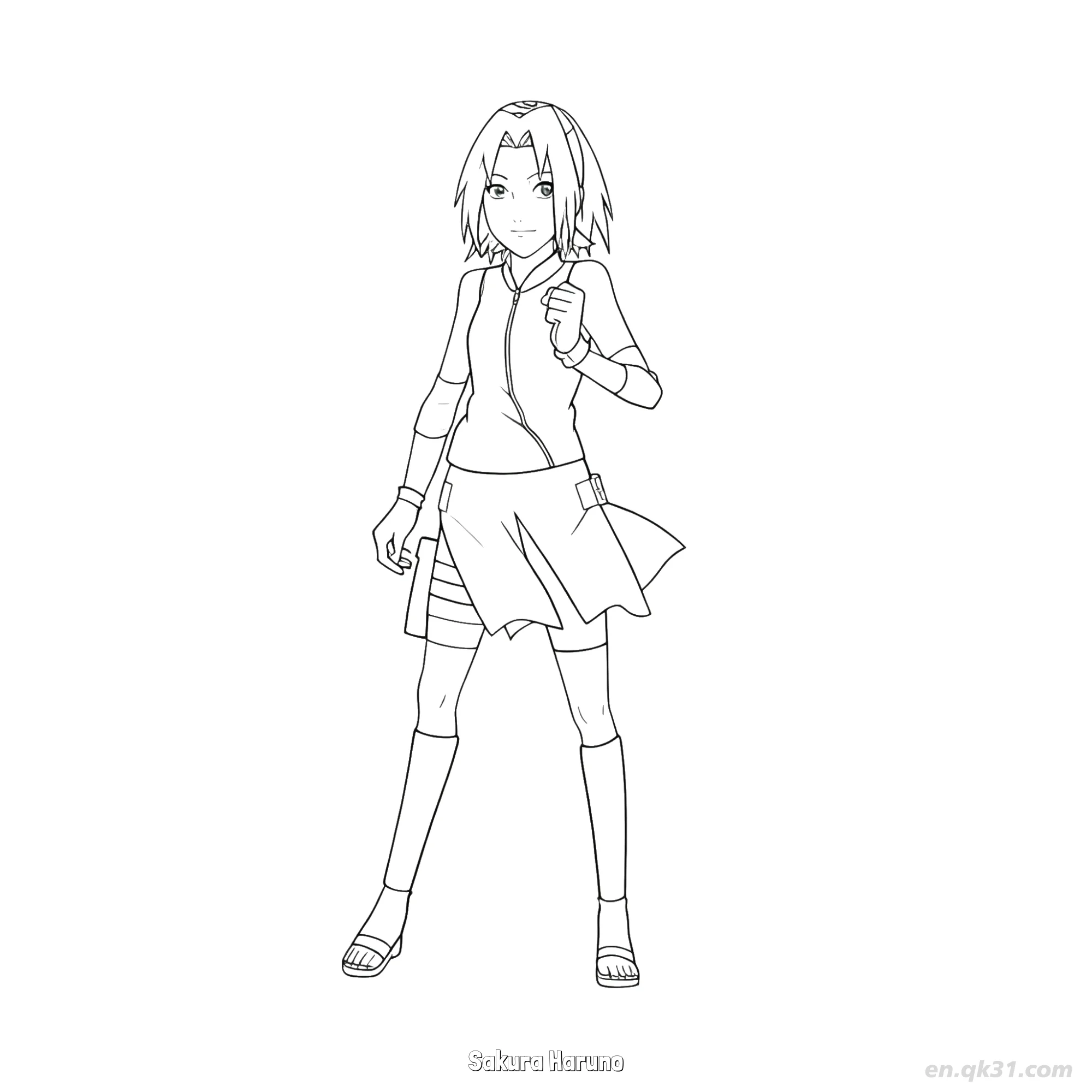 免费 春野樱前跃攻击火影忍者涂色页  简笔画涂色页