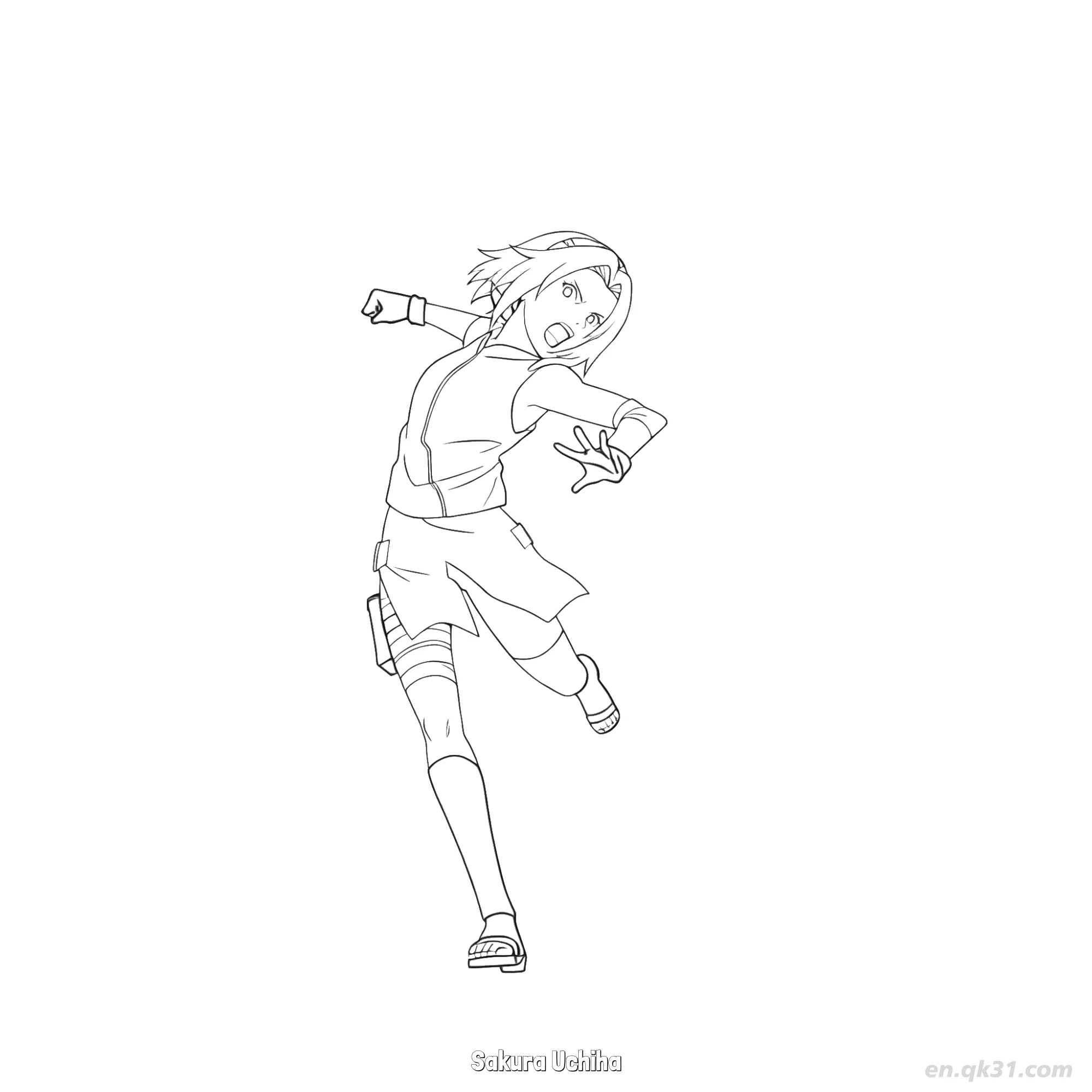 免费 春野樱宇智波博人传时代微笑火影忍者涂色页  简笔画涂色页