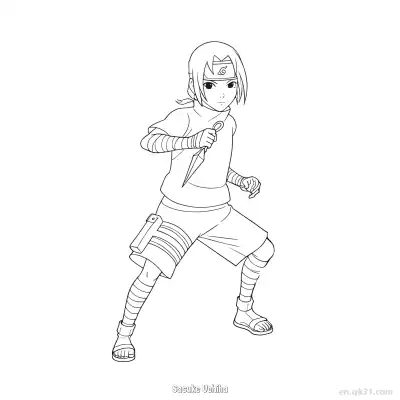 宇智波佐助手印术火影忍者涂色页  – 免费可打印简笔画涂色画